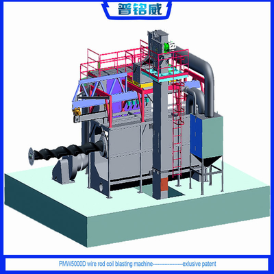 Macchina elettrica mono stazione blu Full Coil Wire Shot Blasting per il risparmio energetico