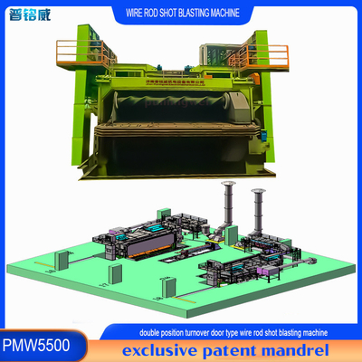PMW5500 Wire Rod Coil Shot Blasting Machine con progettazione avanzata del mandrino e della struttura