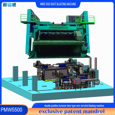5500 mm Mandrill Pumingwei Wire Rod Coil Shot Blasting Machine e funzione automatica