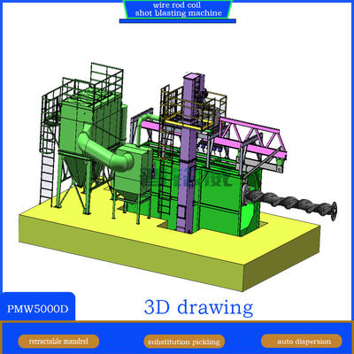 9*4*5.8m Verde Color Wire Rod Coil Shot Blasting Machine con decapaggio sostituito