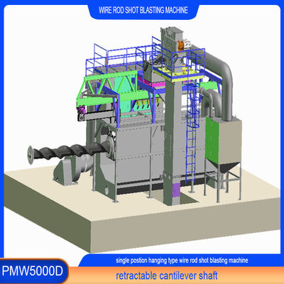 PMW5000D Wire Rod Coil Shot Blasting Machine con mandrello a vite PLC a posizione singola
