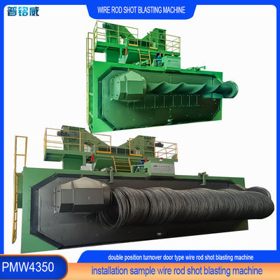 Personalizzazione doppio mandrels Wire Rod Shot Blasting Machine per la superficie di acciaio molla