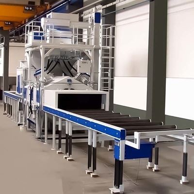 Pass Through Conveyor Shot Blasting Machine personalizzata con pezzi di lavoro a rulli Larghezza 1500 mm