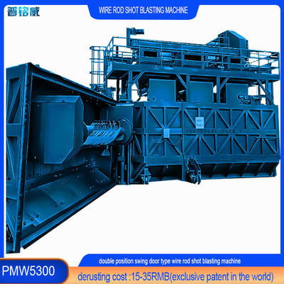 Advanced Blu e Verde Color Wire Rod Shot Blasting Machine per la personalizzazione del filo sottile