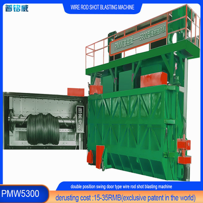 Advanced Blu e Verde Color Wire Rod Shot Blasting Machine per la personalizzazione del filo sottile