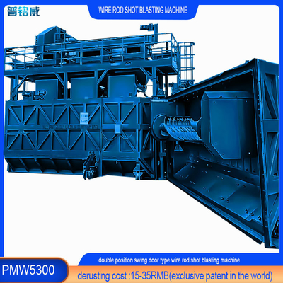 Advanced Blu e Verde Color Wire Rod Shot Blasting Machine per la personalizzazione del filo sottile
