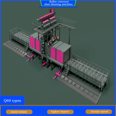 Personalizzazione Advanced Roll Conveyor Shot Blasting Machine per piastre di acciaio di calibro sottile