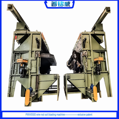 330 kW Testa di spinta Power Wire Rod Shot Blasting Machine per prodotti in acciaio ad alto tenore di carbonio