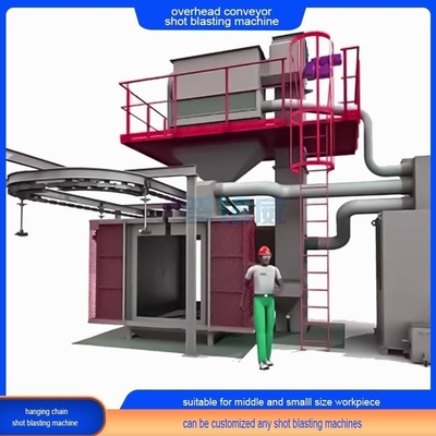 Overhead Monorail Hook Passaggio continuo attraverso trasportatore Shot Blasting Machine con uno