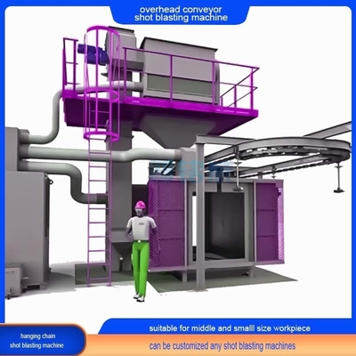 Overhead Monorail Hook Passaggio continuo attraverso trasportatore Shot Blasting Machine con uno