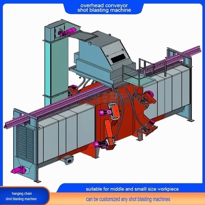 Overhead Monorail Hook Passaggio continuo attraverso trasportatore Shot Blasting Machine con uno