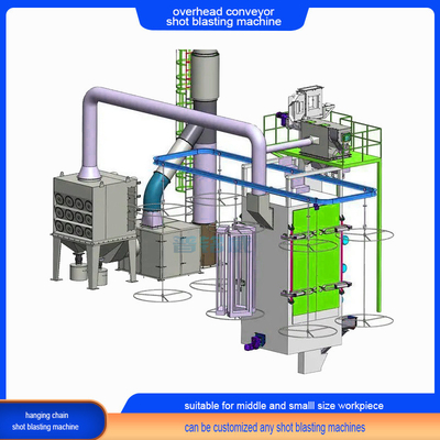Qseries Continuous Overhead Chain Conveyor Shot Blasting Machine per piccoli oggetti