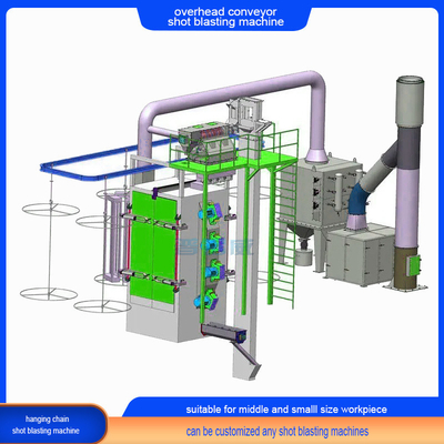 Qseries Continuous Overhead Chain Conveyor Shot Blasting Machine per piccoli oggetti