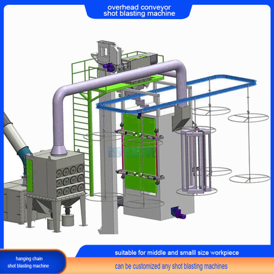 Qseries Continuous Overhead Chain Conveyor Shot Blasting Machine per piccoli oggetti