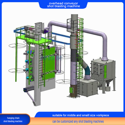 Qseries Continuous Overhead Chain Conveyor Shot Blasting Machine per piccoli oggetti