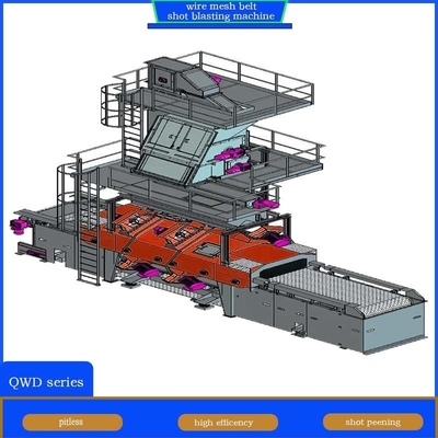 Pumingwei Customization Wire Mesh Belt Conveyor Shot Blasting Machine per pareti sottili