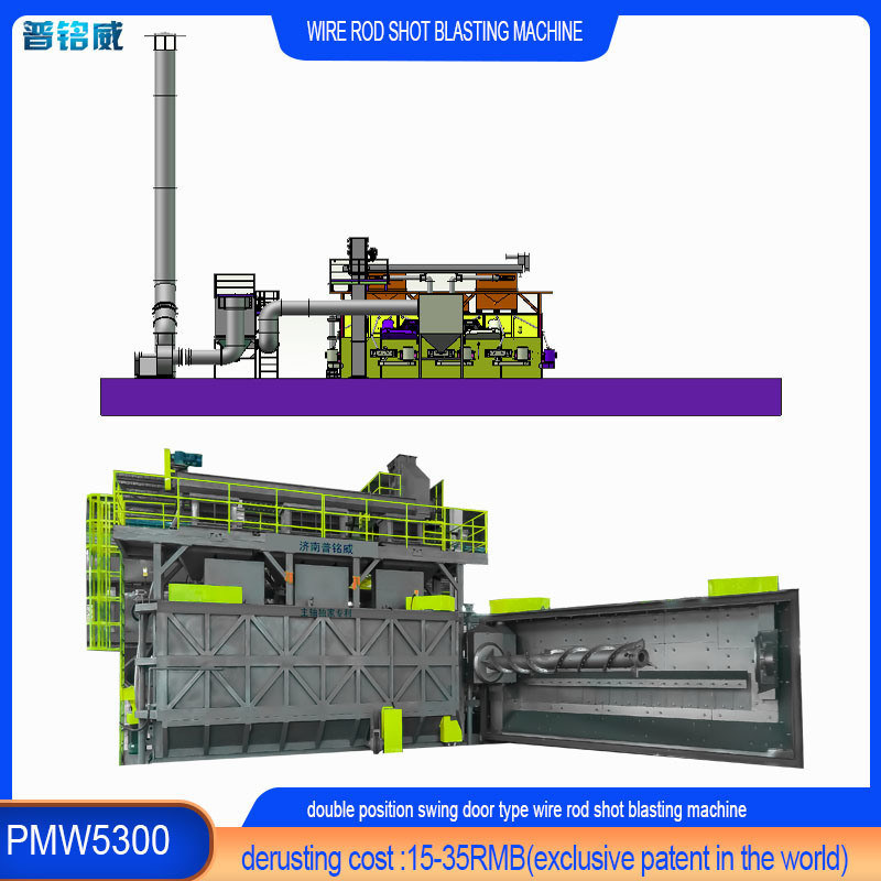 Super resistenza all'abrasivo Wire Rod Coil Shot Blasting Machine per la gamma di fili personalizzati