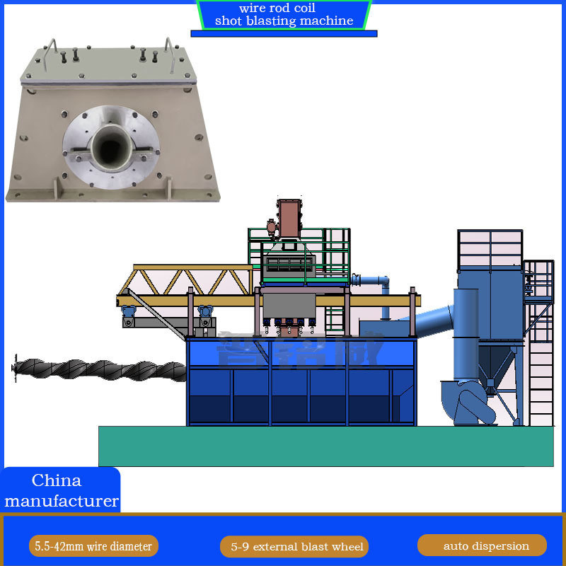 PMW5000D Automatica Ritraccibile Velo Mandrel Wire Rod Coil Shot Blasting System Machine