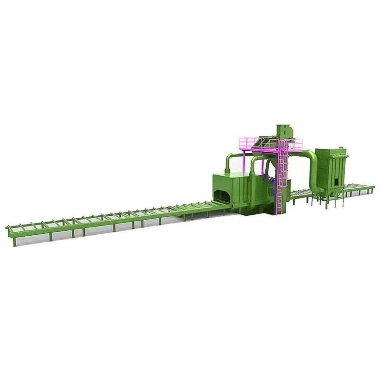 Pass Through Conveyor Shot Blasting Machine personalizzata con pezzi di lavoro a rulli Larghezza 1500 mm