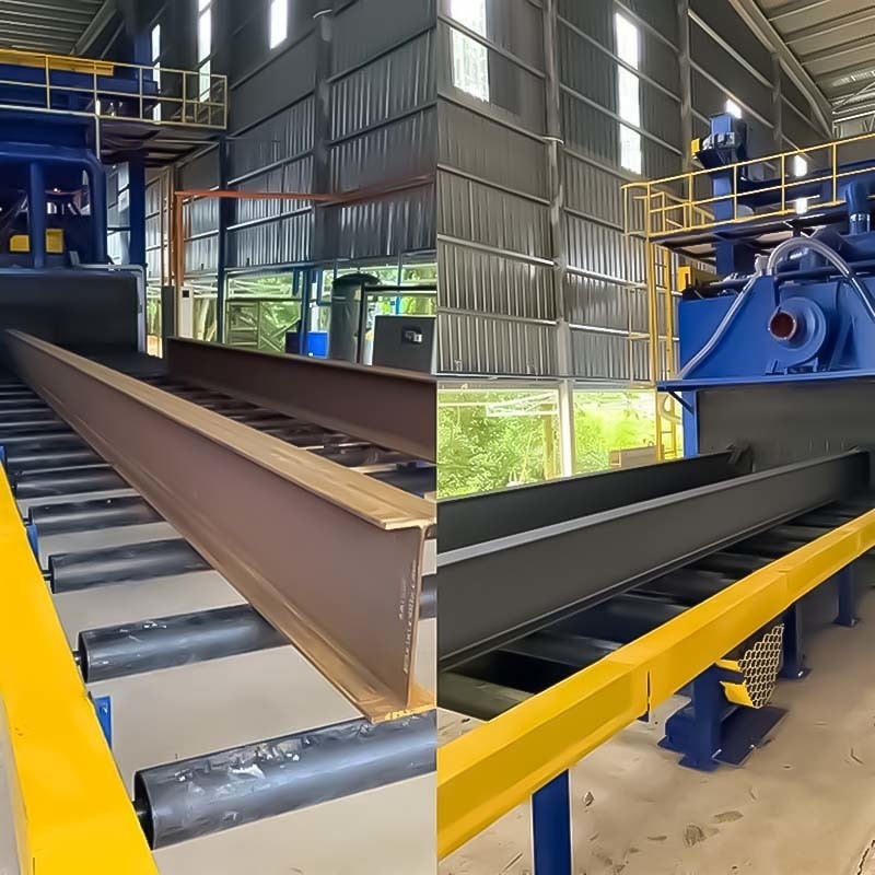 Equipaggiamento per la pulizia di I-beam in acciaio giallo e blu