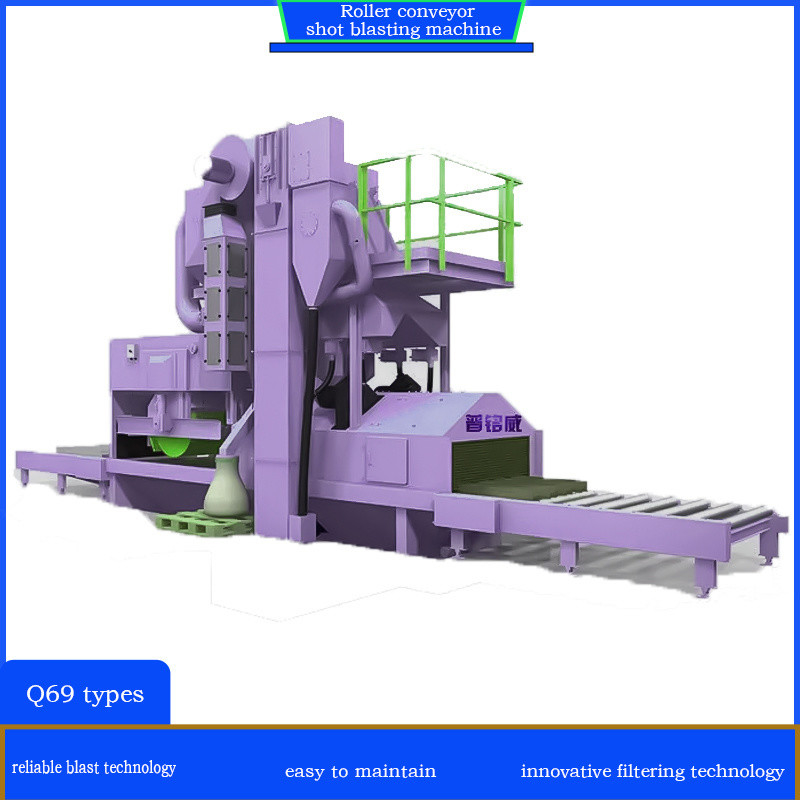 800mm Pitch Roller Conveyor Shot Blasting Machine con 4*11kw di potenza della testa dell'impeller e una