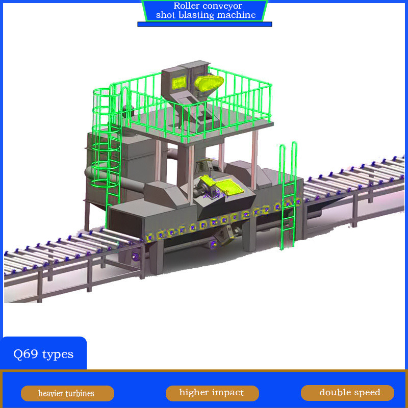 Potente Testa Impeller 4*11kw Roller Conveyor Shot Blasting Machine per acciai a profilo