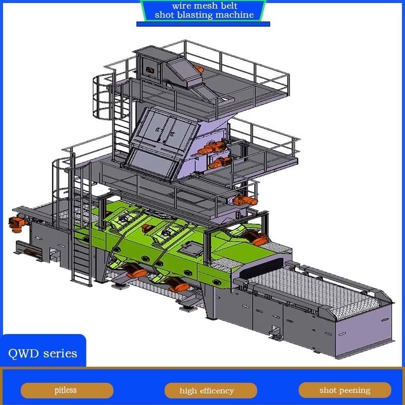 Pumingwei Customization Wire Mesh Belt Conveyor Shot Blasting Machine per pareti sottili